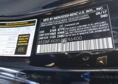 2018 Mercedes-Benz C 300 4Matic из США, поврежденный, VIN 55SWF4KB5JU246400